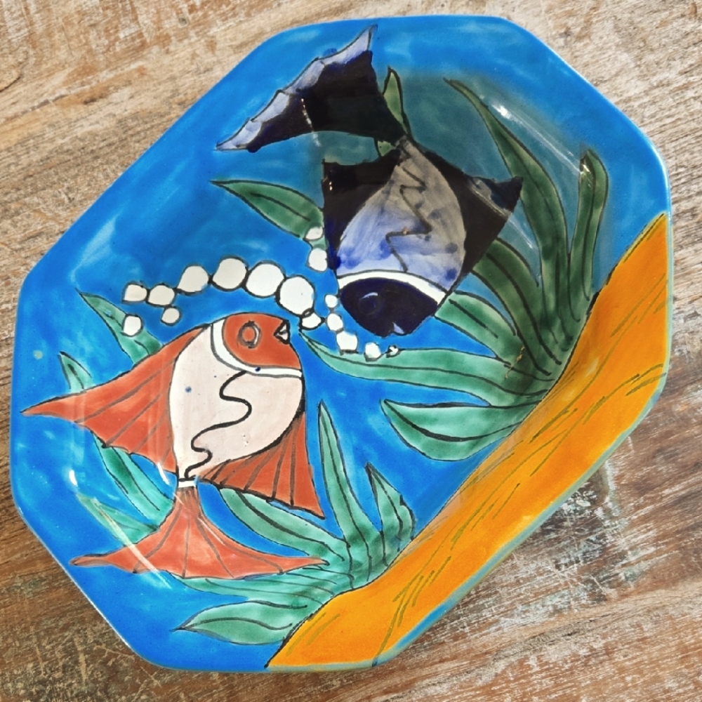 Talavera Handpainted Undersea Rectangular Serving Dish Mexico (BIN 010)
